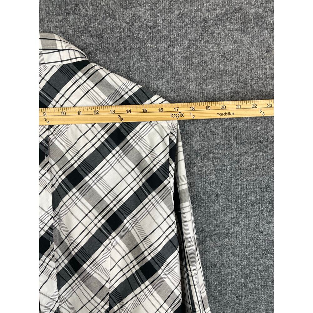 New York & Company Shirt Women’s XL Black/White Plaid Long Sleeve - Picture 8 of 13